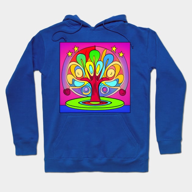 Vibrant 70s Style World Tree of Life (MD23ERD006) Hoodie by Maikell Designs